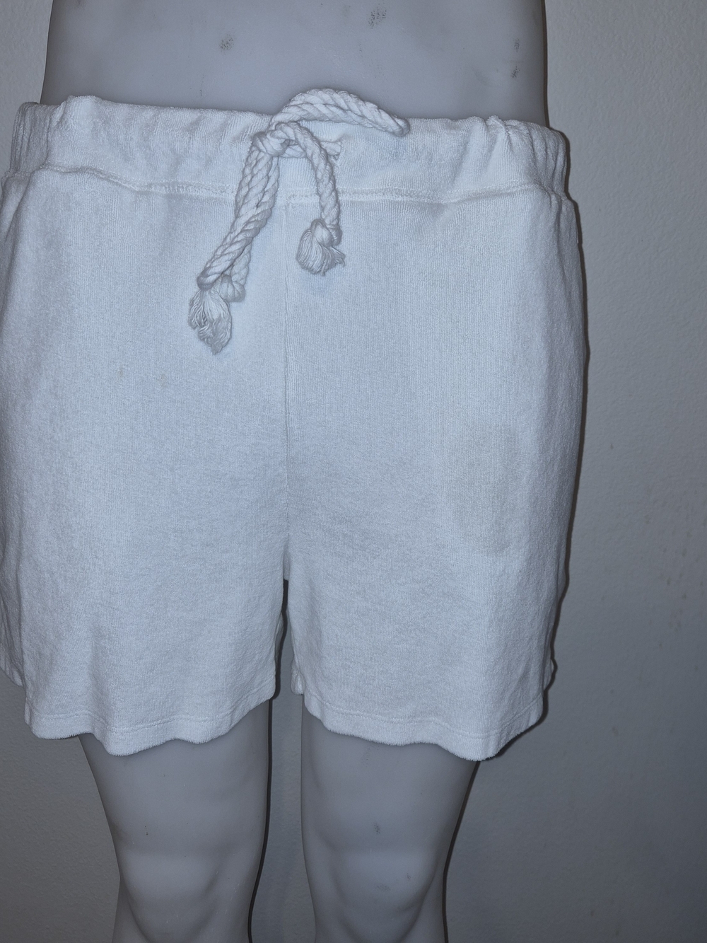 HIHO Peru Pima Cotton French Terry Cloth Drawstring Shorts White Women's Size XL